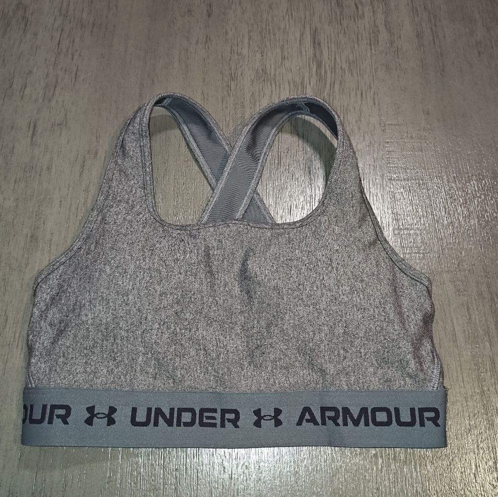 Under Armour Women's Crossback Mid Sports Bra in a heather gray color Size Small